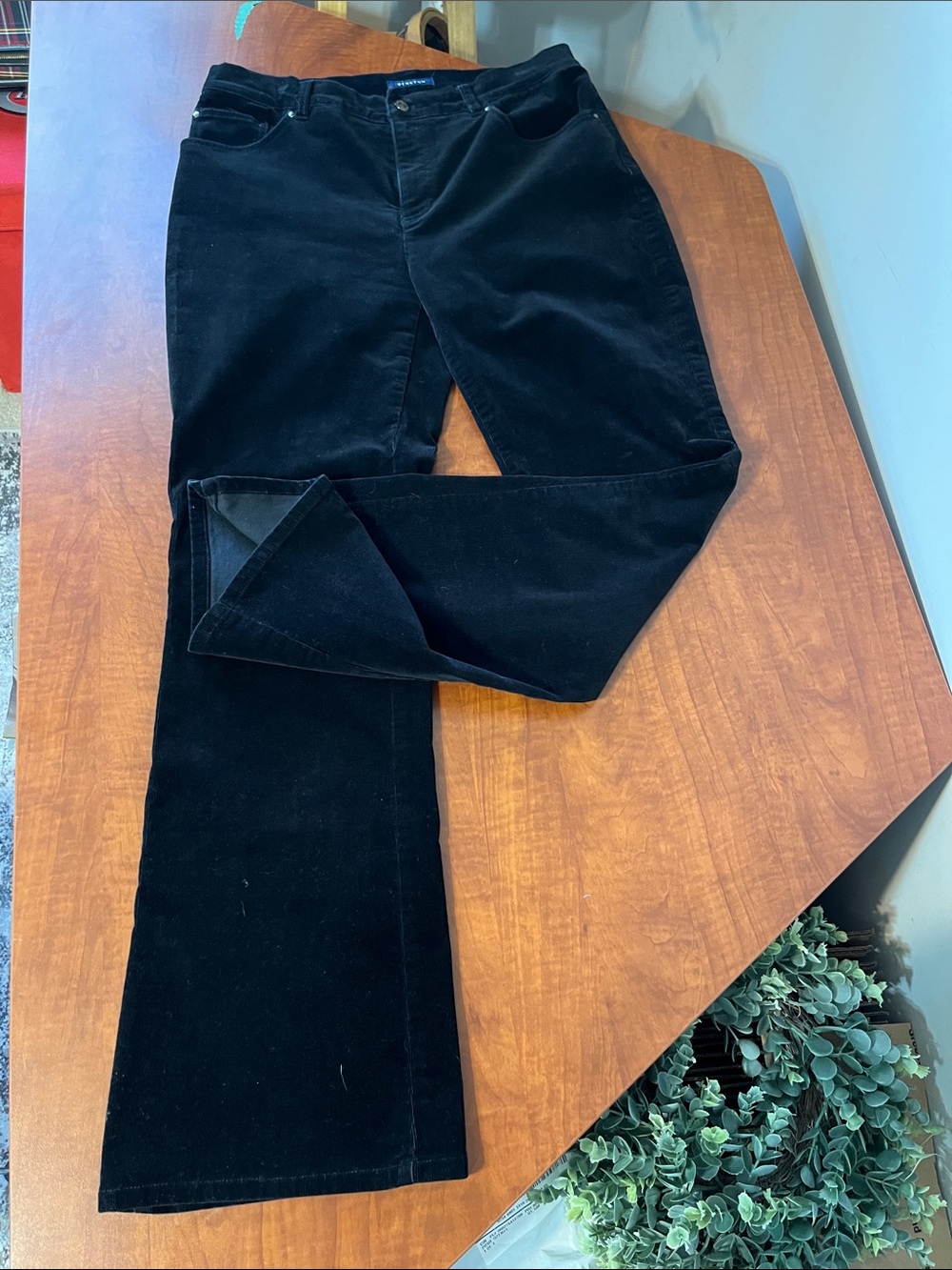 Corduroy Stretch Black Wide-Leg Women's Pants size 8
